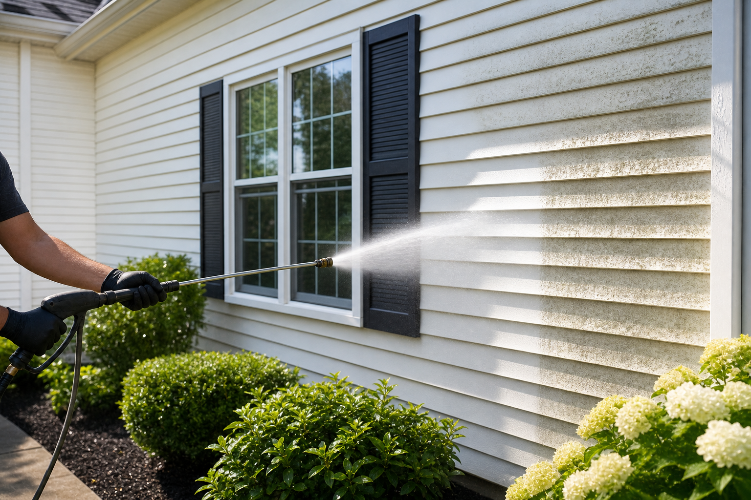Exterior house washing service